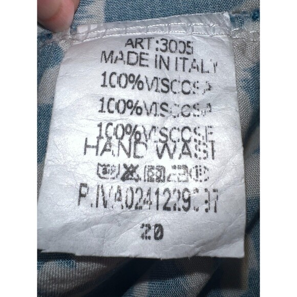 Venice 3 Stars Sz M Long-Sleeve Maxi Dress Soft Blue Gold V-Neck Blue Gold Boho - Picture 7 of 9